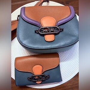 Coach Jade Mini Belt Bag and Wallet- Color Block Dark Turquoise Multi